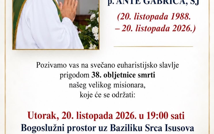 Spomendan smrti sluge Božjega p. Ante Gabrića